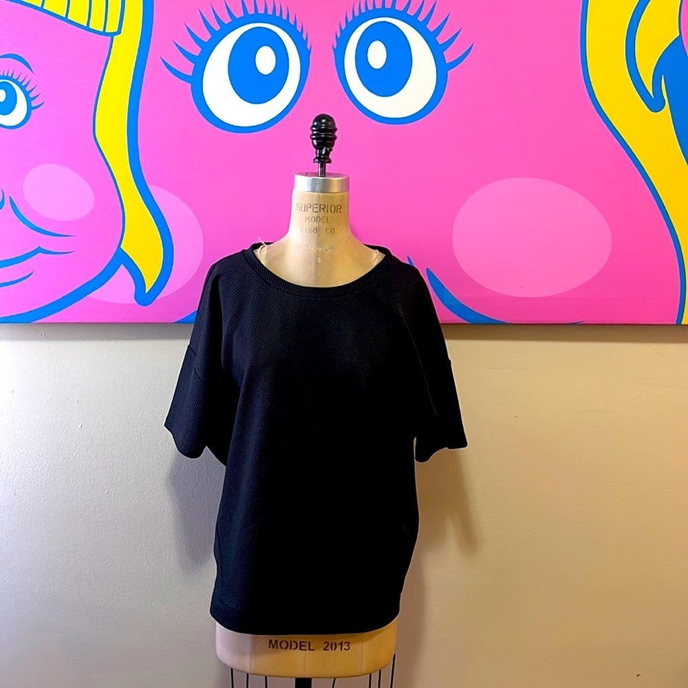 b+ab Black Tie Back Short Sleeve Blouse